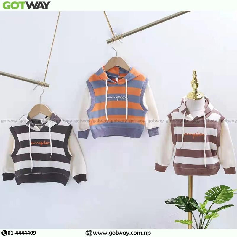 Hampion stripped hoodie for kids | GW_CL_1430