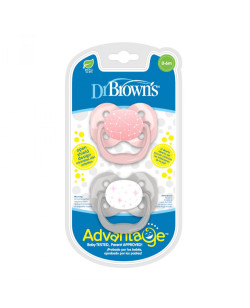 Dr. Brown's Dr. Brown’s Advantage Pacifiers, Stage 1, Pink Stars, 2 pack | PA12001-INTLX