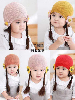 Baby Winter Hat with Wig Pigtail | GW_CL_2020(2)
