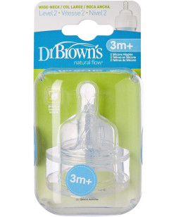 Dr. Brown's Level 2 Silicone Wide-Neck "Options" Nipple, 2-Pack | 372-INTL