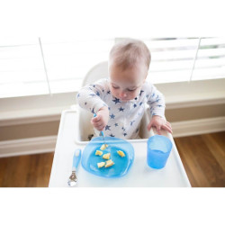 Dr. Brown's Soft Grip Spoon & Fork Set, Blue and White | TF028