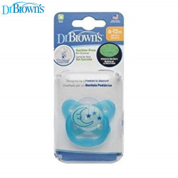 Dr. Brown's PreVent Glow in the Dark BUTTERFLY SHIELD Pacifier - Stage 2 * 6-12M - Blue (Moon  & Stars) | PV21008-ES