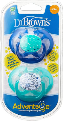 Dr. Brown's Dr. Brown’s Advantage Pacifiers, Stage 2, Blue Chemistry, 2 pack | PA22002-INTLX