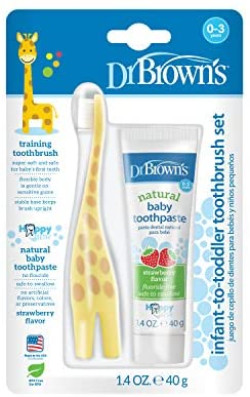Dr. Brown's Infant Toothbrush, Toothpaste Combo Pack, Giraffe | HG061-P4