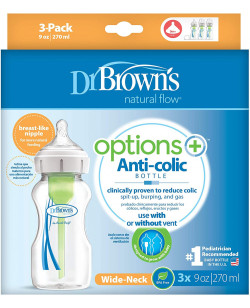 Dr. Brown's 9 oz/270 ml Options+ Wide-Neck Bottle, PP, 3-Pack | WB93600-ESX