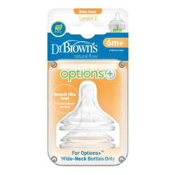 Dr. Brown's Level 3 Wide-Neck Silicone Nipple, 2-Pack | WN3201-INTL :