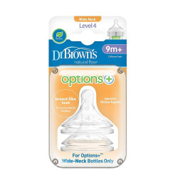 Dr. Brown's Level 4 Wide-Neck Silicone Nipple, 2-Pack | WN4201-INTL
