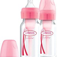 Dr. Brown's 4 oz / 120 ml PP Narrow-Neck "Options" Baby Bottle - Pink, 2-Pack | SB42305-ESX