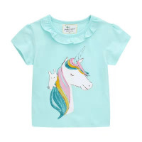 Jumping Meters Summer Short Sleeve Girls T-shirts With Animals Embroidery