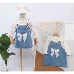 Baby Jeans Frock with Bow Knot