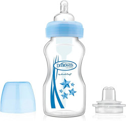 Dr. Brown's 9 oz / 270 ml PP Wide-Neck "Options" Transition Bottle w/ Sippy Spout - Blue, 1-Pack | WB9192-P3
