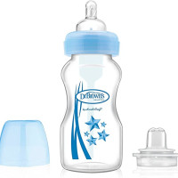 Dr. Brown's 9 oz / 270 ml PP Wide-Neck "Options" Transition Bottle w/ Sippy Spout - Blue, 1-Pack | WB9192-P3
