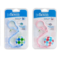 Dr. Brown's Pacifier Tether/Clip - All Plastic - Pink (6) & Blue (6) | AC037-INTL