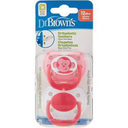 Dr. Brown's Ortho CLASSIC SHIELD Pacifier - Stage 1 * 0-6M - Pink, 2-Pack | 963-SPX