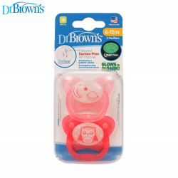 Dr. Brown's Prevent Glow in the Dark Butterfly Pacifier, Stage 2 Pink, 2-Pack | PV22007-P4