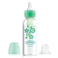 Dr. Brown's 8 oz/250 ml Options+ Standard- Neck Green Deco Bottle w/ Sippy Spout (+L3 Nipple  in Bottle), Single | SB81603-P3