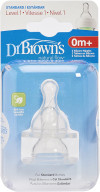 Dr. Brown's Level-1 Silicone Narrow-Neck "Options" Nipple, 2-Pack | 302-INTL