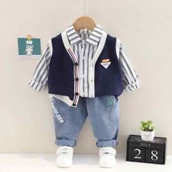 Strip shirt and outer for boys