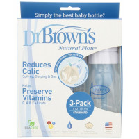 Dr. Brown's 4 oz / 120 ml PP Narrow-Neck Baby Bottle, 3-Pack | 180-P3