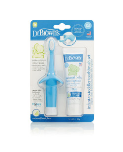 Dr. Brown's Infant Toothbrush, Toothpaste Combo Pack Elephant, Blue | HG024-P4