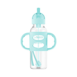 Dr. Brown's 8oz/250ml PP N Sippy Straw Bottles w/ Silicone Handles, Green, Single | SB81103