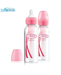 Dr. Brown's 8 oz/250 ml PP Options+ Narrow Bottle PINK, 2-Pack | SB82305-ESX