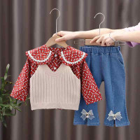 Half Outer Sweater, t-shirt & Jeans Pant Set for Baby