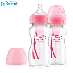 Dr. Brown's 9 oz/270 ml Options+ Wide-Neck Bottle, PP, PINK, 2-Pack | WB92601-ESX