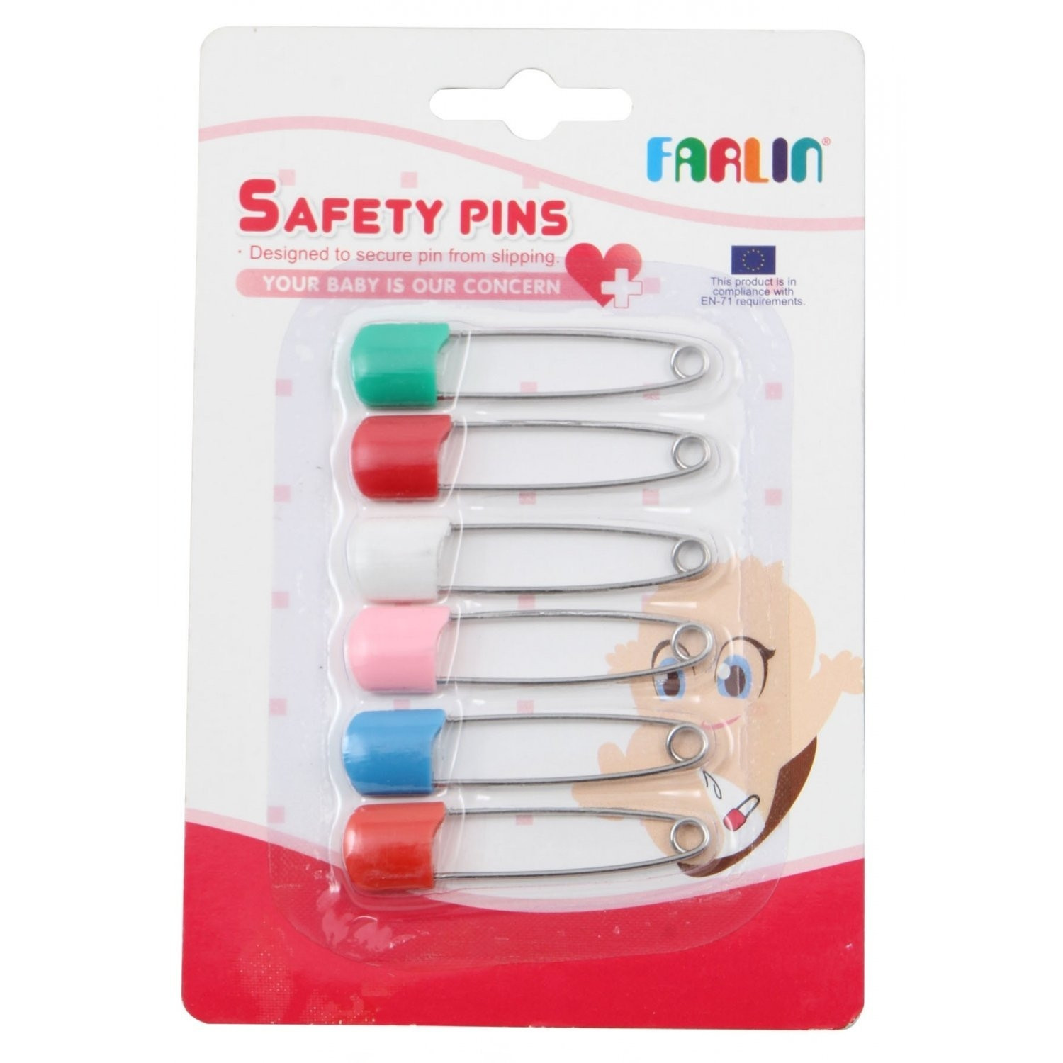 FARLIN SAFETY PIN 6 PCS CARD | BF-121-6