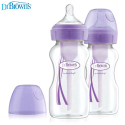 Dr. Brown's 9 oz/270 ml Options+ Wide-Neck Bottle, PP, PURPLE, 2-Pack | WB92603-ESX