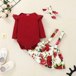 3 pcs Frock Set with Headband for infant