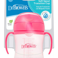 Dr. Brown's 6 oz / 180 ml Soft-Spout Transition Cup w/ Handles - Pink (6m+) | TC61003-INTL