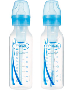Dr. Brown's 8 oz / 250 ml PP Narrow-Neck "Options" Baby Bottle - Blue, 2-Pack | SB82405-ESX