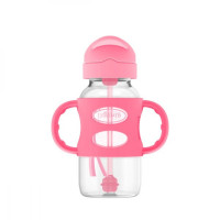 Dr. Brown's Wide Neck Sippy Straw Bottles w/Silicone Handles - 9 oz/270ml, Pink, 1 - Pack | WB91012